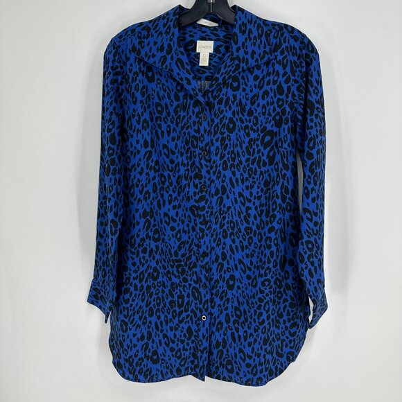Chico's Tops - 3/$25 Chico's Button Down Leopard Print Top 0 Long Sleeve Shirt